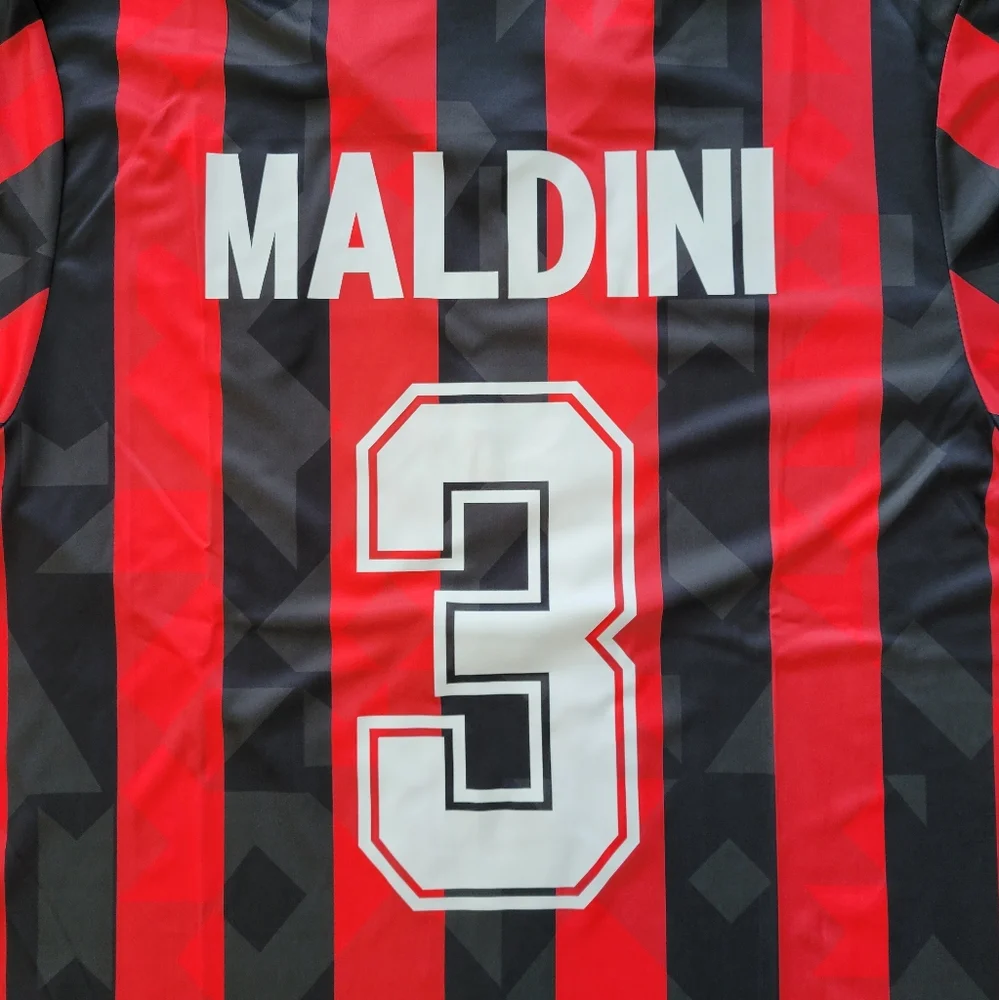 Paolo Maldini AC Milan New Men's Retro Long Sleeve Lotto Soccer Jersey - Picture 8 of 9